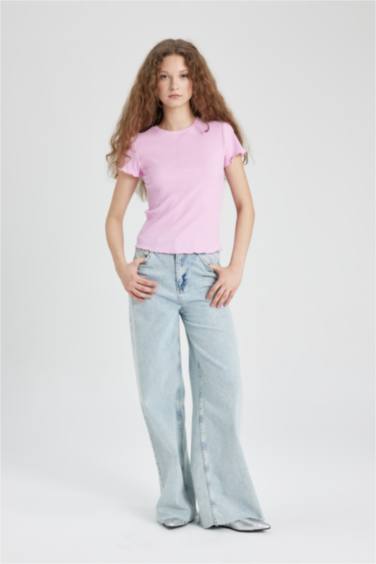 تيشيرت نص كم سليم فيت برقبة مستديرة