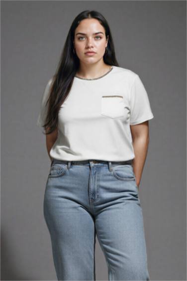 T-shirt imprimé à col rond et manches courtes