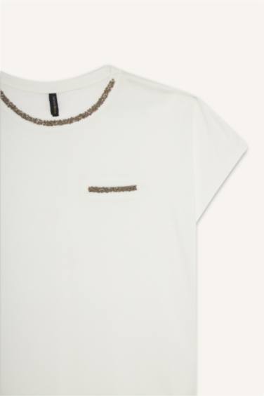 T-shirt imprimé à col rond et manches courtes