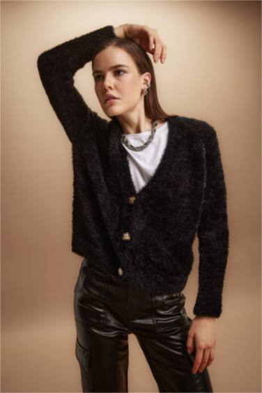 Oversıze Geniş Kalıp V Yaka Triko Hırka