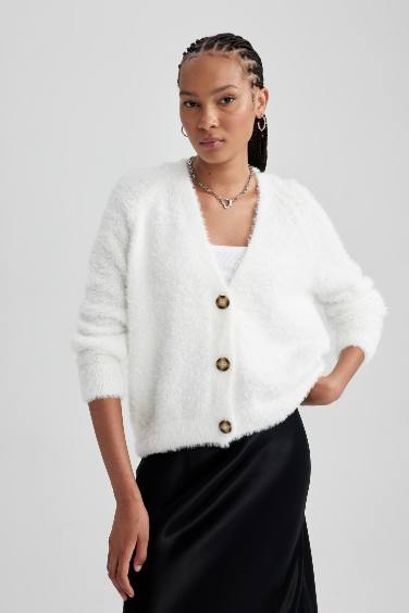 Oversize Fit V-Neck Knitwear Cardigan