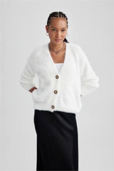 Oversıze Geniş Kalıp V Yaka Triko Hırka