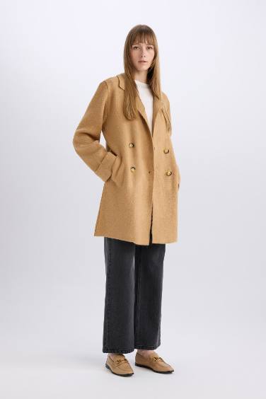 үлкен пішім v жаға Кардиган