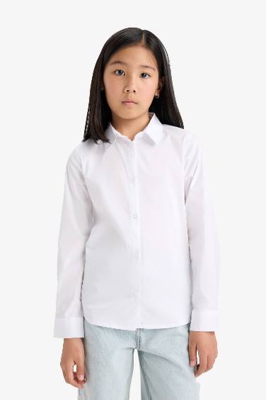 Girl Slim Fit Bengalin Long Sleeve Shirt