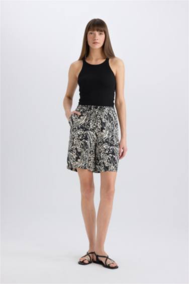 Viscose High Waist Wide Leg Shorts