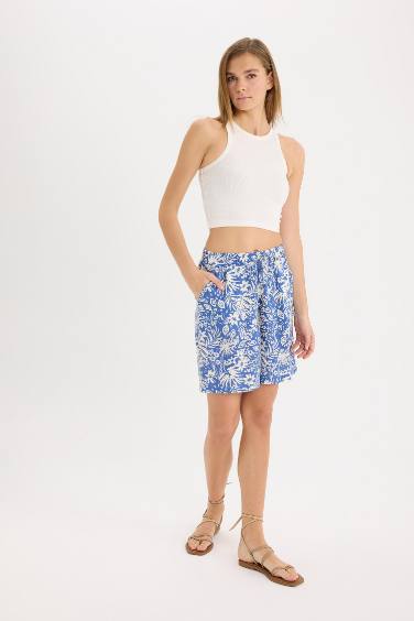 Viscose High Waist Wide Leg Shorts