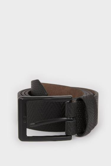 Man Rectangle Clasp Faux Leather