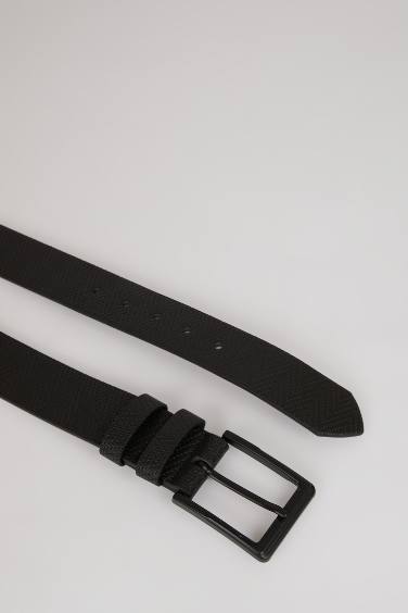 Erkek Dikdörtgen Toka Suni Deri Jean Kemeri