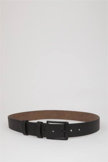 Erkek Dikdörtgen Toka Suni Deri Jean Kemeri