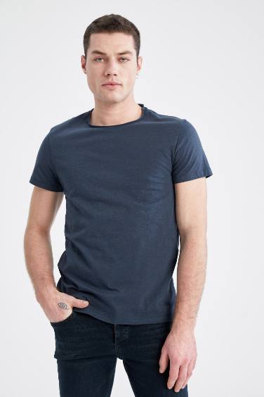 Slim Fit Crew Neck Basic Short Sleeve Cotton T-Shirt