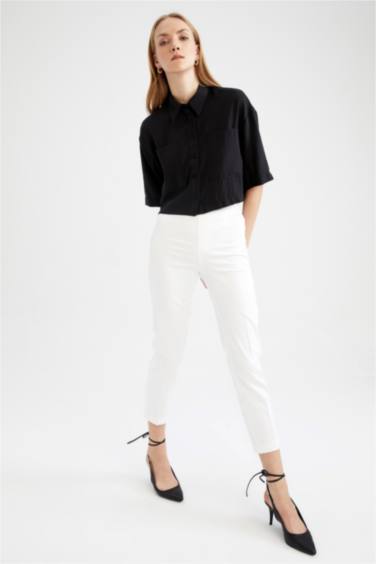 Valentina Sigaret Stretchy Waisted Narrow Leg Satin Trousers