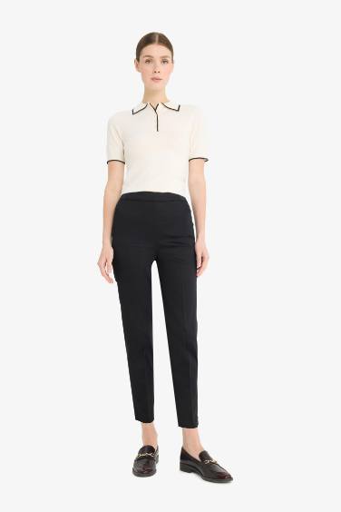 Cigarette Fit Super Skinny Hem Satin Trousers