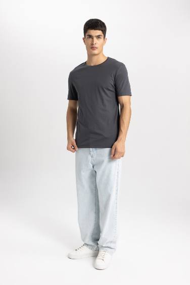 Slim Fit Crew Neck Short Sleeve Basic T-Shirt