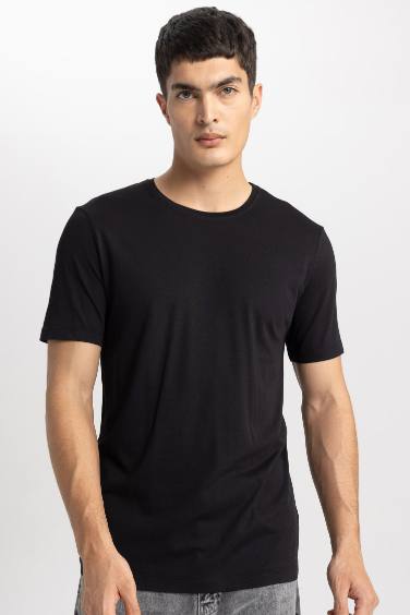 Slim Fit Crew Neck Short Sleeve Basic T-Shirt