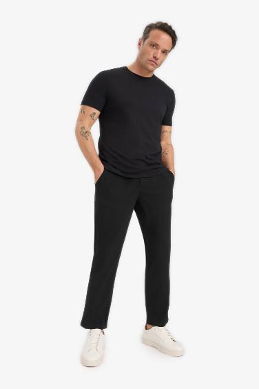 Slim Fit Dar Kesim Bisiklet Yaka Modal Karışımlı Basic Düz Kısa Kollu Tişört