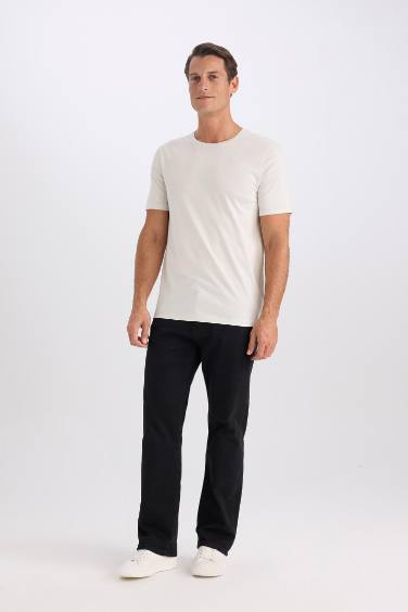 Slim Fit Dar Kesim Bisiklet Yaka Modal Karışımlı Pamuklu Basic Düz Kısa Kollu Tişört