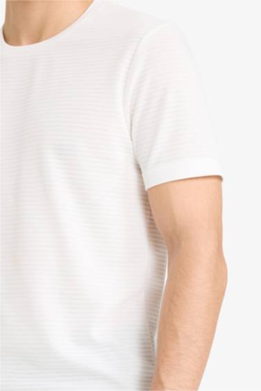 تيشيرت ابيض سادة نص ردن سليم فيت بياخة مستديرة