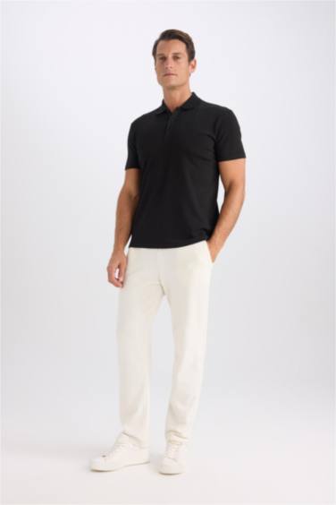 Slim Fit Short Sleeve Cotton Basic Polo Shirt