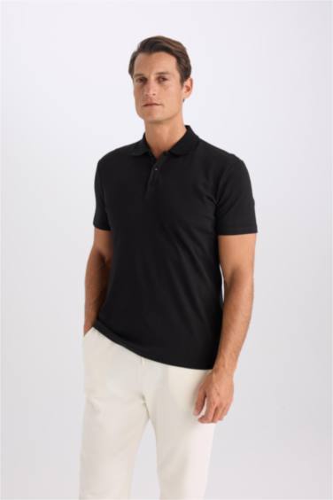 Slim Fit Short Sleeve Cotton Basic Polo Shirt