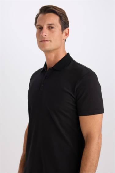 Slim Fit Short Sleeve Cotton Basic Polo Shirt