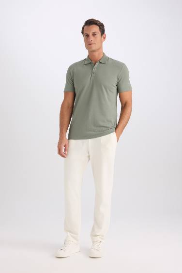 Slim Fit Short Sleeve Cotton Basic Polo Shirt