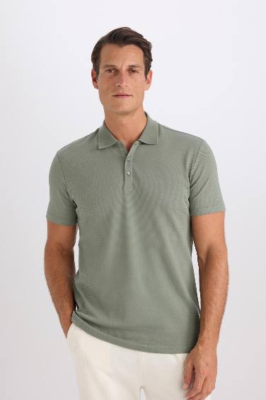 Slim Fit Short Sleeve Cotton Basic Polo Shirt