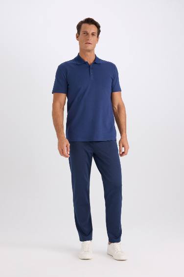 Slim Fit Short Sleeve Cotton Basic Polo Shirt