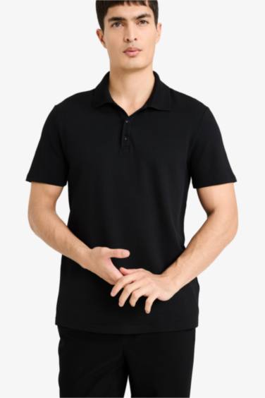Slim Fit Short Sleeve Cotton Basic Polo Shirt