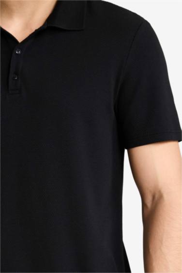 Slim Fit Short Sleeve Cotton Basic Polo Shirt