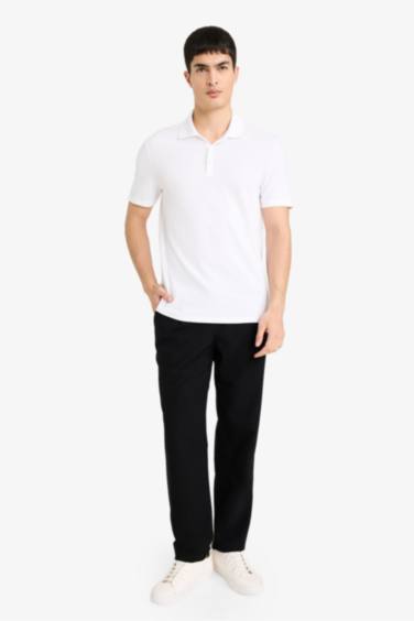 Slim Fit Short Sleeve Cotton Basic Polo Shirt