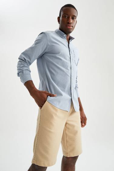 Chemise slim à manches longues 100% coton