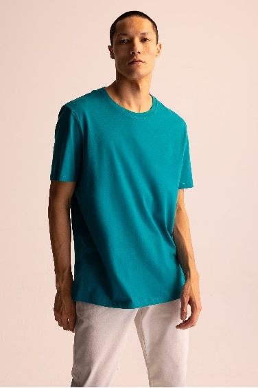 Regular Fit Crew Neck Basic Short Sleeve T-Shirt