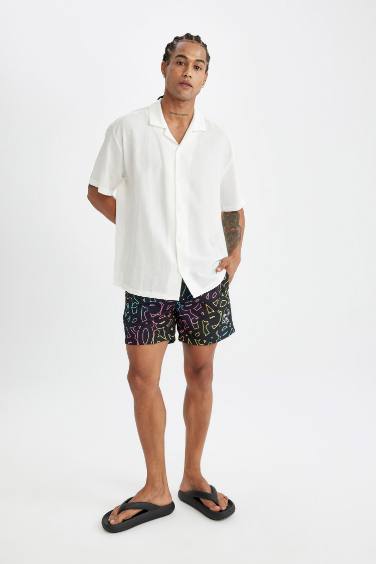 Patterned Short Swim Shorts