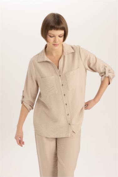 قميص ردن طويل قصة عادية