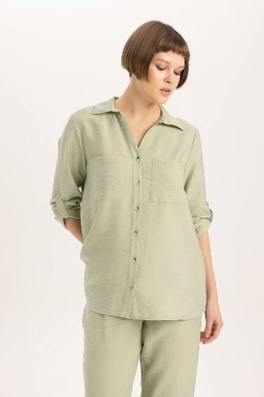 Regular Fit Basic Düz Uzun Kollu Gömlek