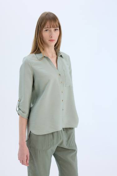 Regular Fit Basic Düz Uzun Kollu Gömlek