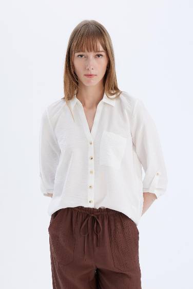 Chemise à manches longues basique à coupe régulière