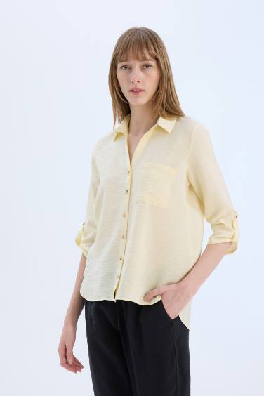 Regular Fit Basic Düz Uzun Kollu Gömlek