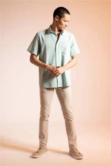 Regular Fit Polo Collar Cotton Shirt