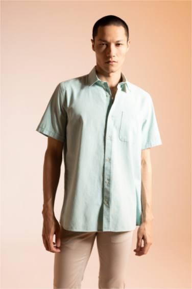 Regular Fit Polo Collar Cotton Shirt