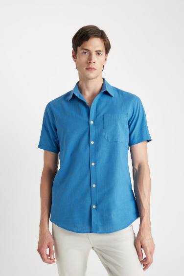 Regular Fit Polo Collar Cotton Short Sleeve Shirt