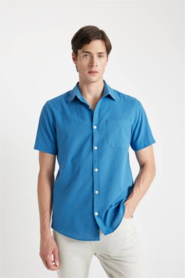 Regular Fit Polo Collar Cotton Short Sleeve Shirt
