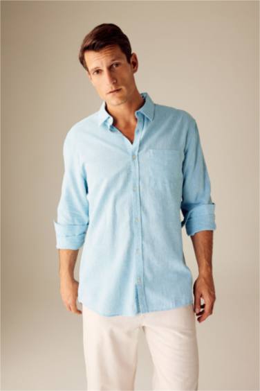 поло жаға мақта Ұзын жеңді көйлек