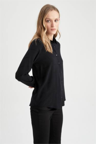 Regular Fit Shirt Collar Long Sleeve Shirt