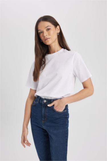 Regular Fit Crew Neck Cotton Short Sleeve T-Shirt