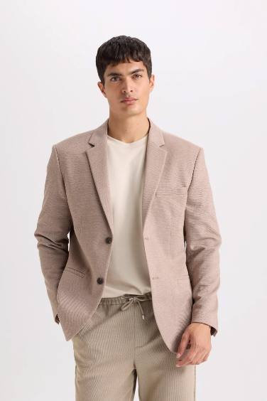 Slim Fit Dar Kesim Astarlı Düğmeli Blazer Ceket