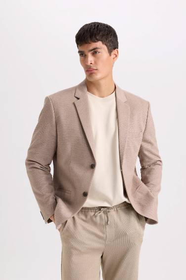 Slim Fit Dar Kesim Astarlı Düğmeli Blazer Ceket