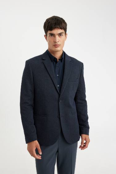 Slim Fit Dar Kesim Astarlı Düğmeli Blazer Ceket