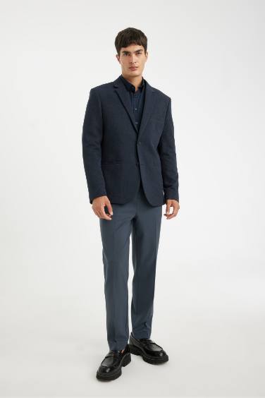 Slim Fit Dar Kesim Astarlı Düğmeli Blazer Ceket