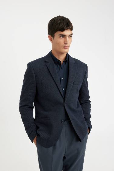 Slim Fit Dar Kesim Astarlı Düğmeli Blazer Ceket